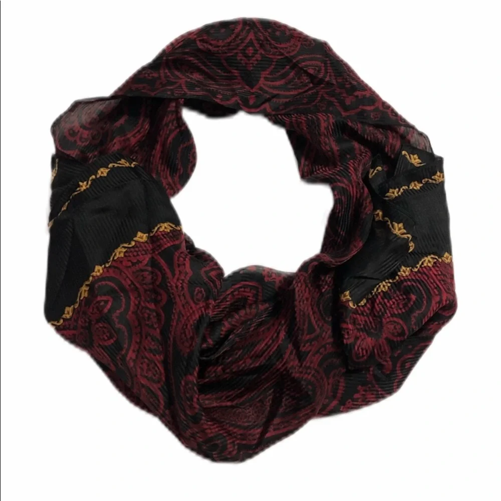 Red/Black/Gold Patterned Straight Scarf